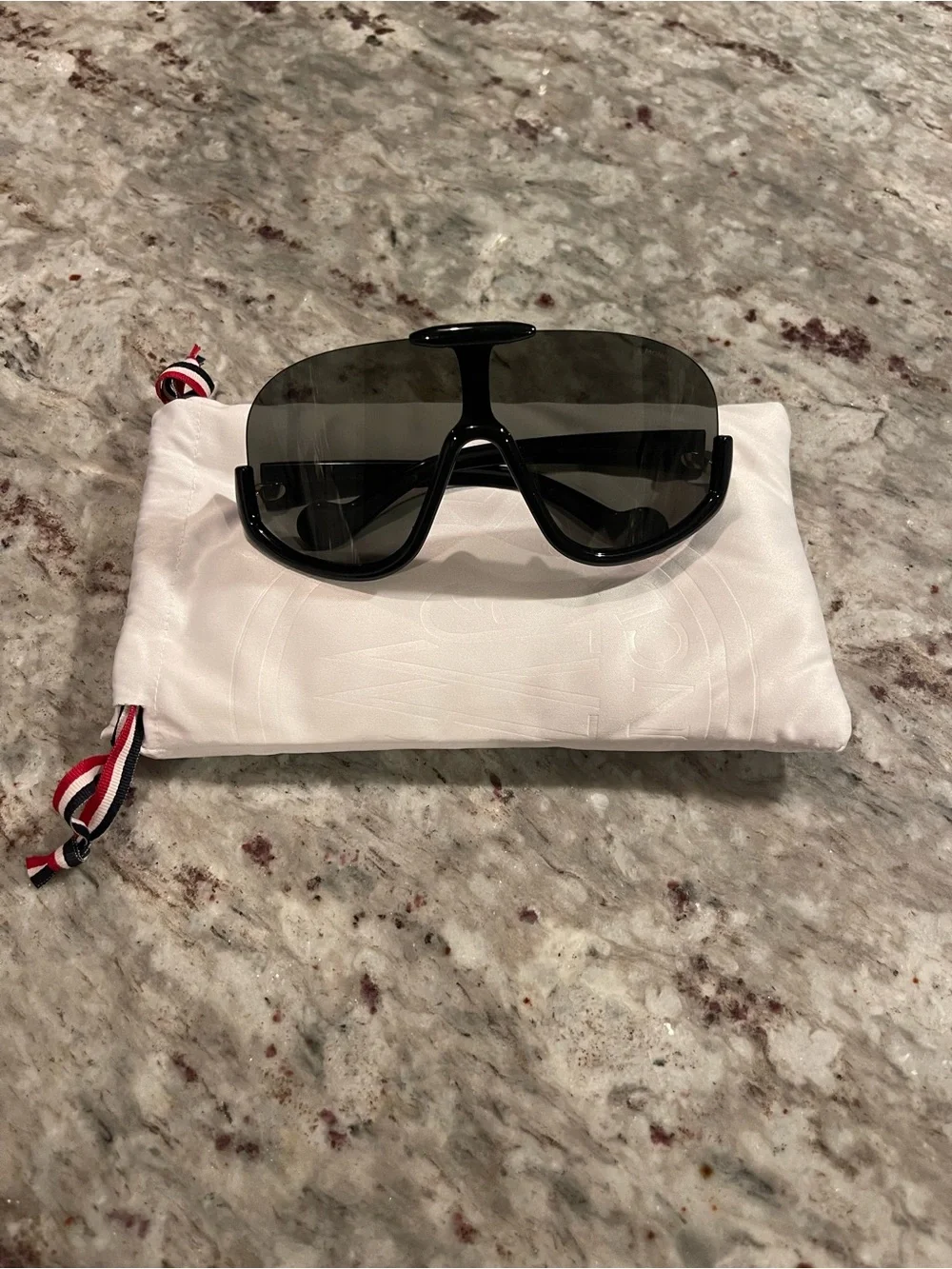 Moncler Black Shield-Style Sunglasses with Dark Smoke Lenses: ML0230-01A